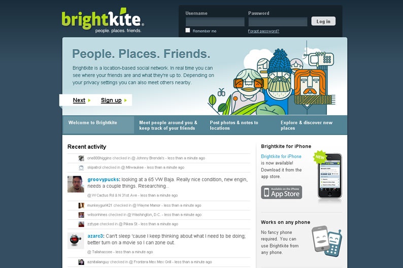 Screenshot on Brightkite