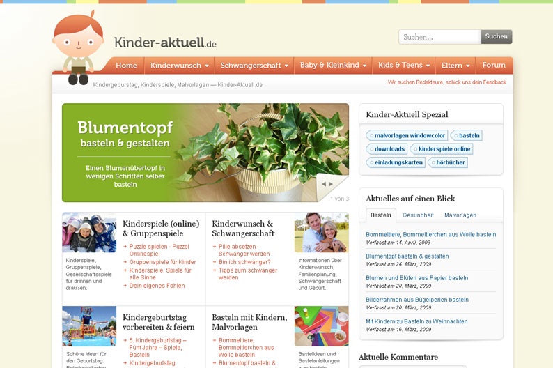 Screentshot on http://www.kinder-aktuell.de