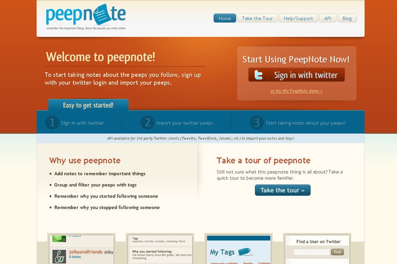 Screenshot on PeepNote
