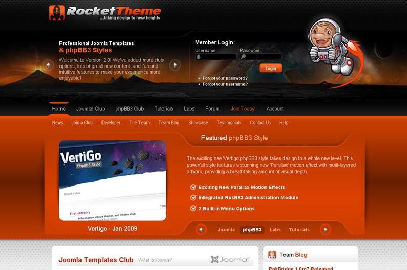 Screenshot on Rocket Theme