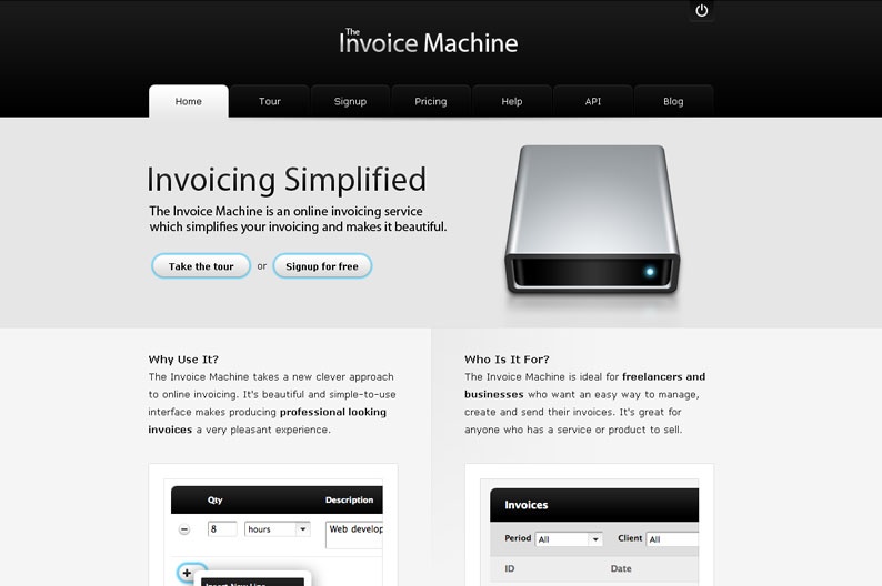 Screenshot on The Invoice Machine