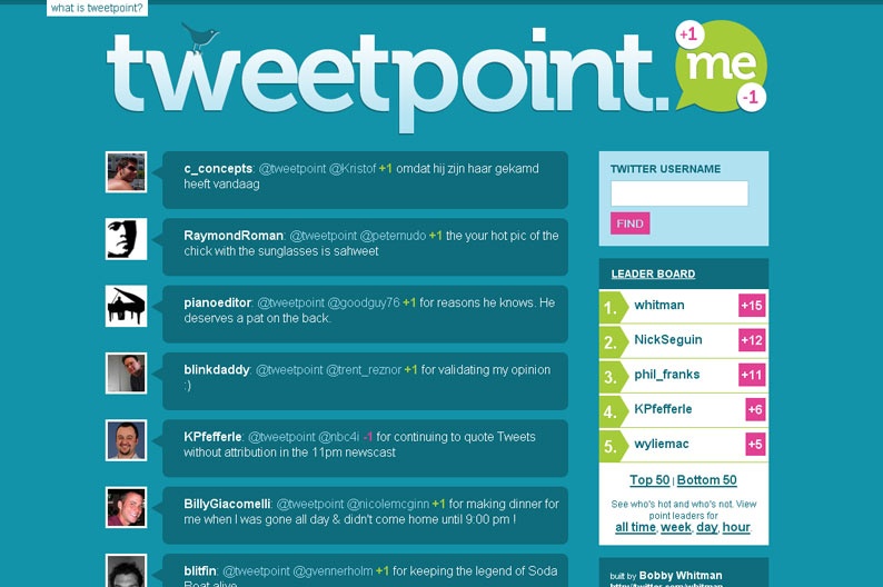 Screenshot on Tweetpoint