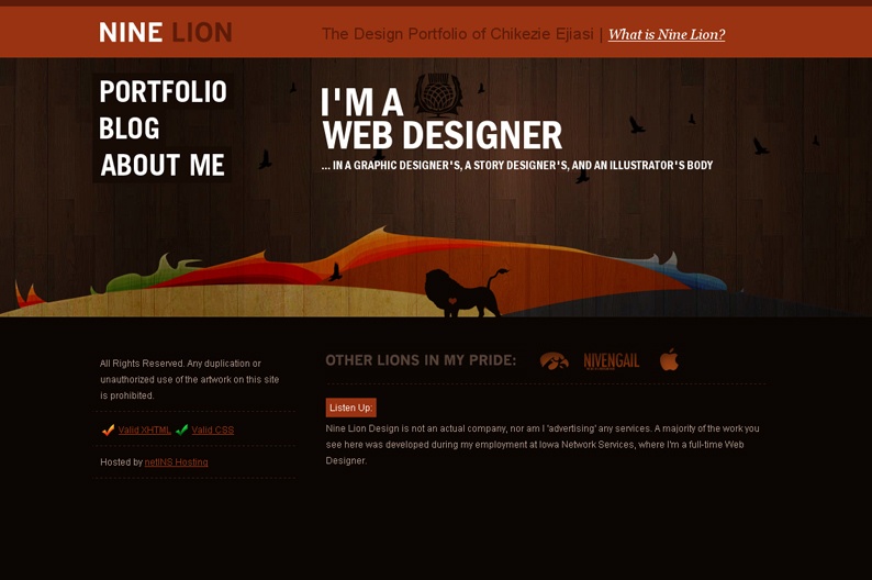 Screenshot on Nine Lion Design