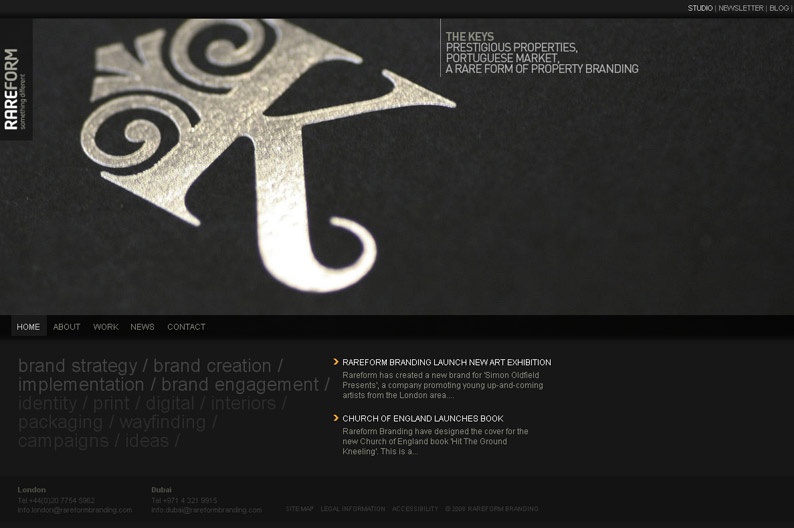 Screenshot on Rare Form Branding
