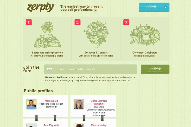 Screenshot on Zerply
